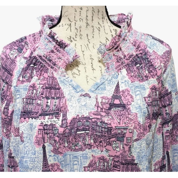 Talbots Eiffel Tower Parisian Blouse.  Size 1X - Picture 3 of 9